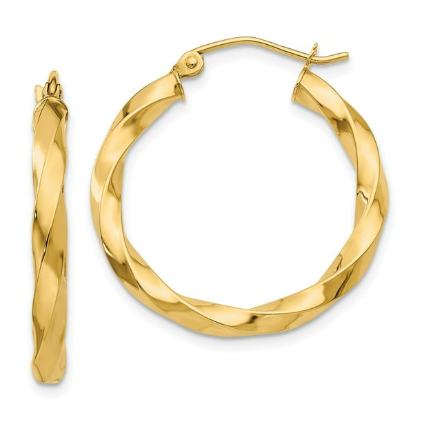 14kt Yellow Gold Polished 3mm Twisted Hoop Earrings 14kt Yellow Gold Polished 3mm Twisted Hoop Earrings